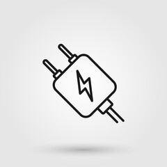Adapter icon. Computer or mobile device charger. Plug symbol.
