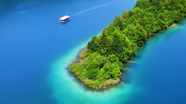 Aerial view of the lake on the Plitvice Lakes National Park, Croatia