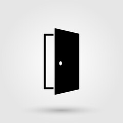 Open door icon. House or office door symbol.