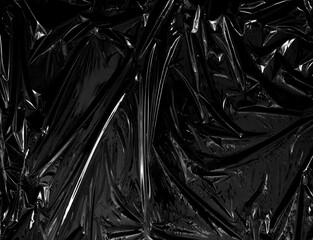 a transparent plastic wrap on black background. realistic plastic wrap texture for overlay and...