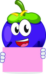 amazing funny mangosteen character showing blank paper