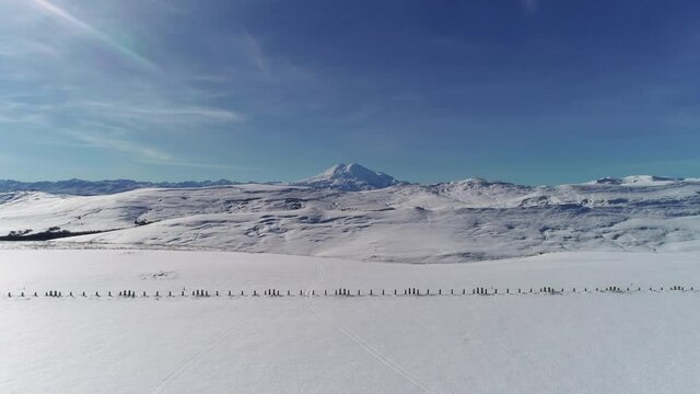 Snowy highlands on a clear sunny day
