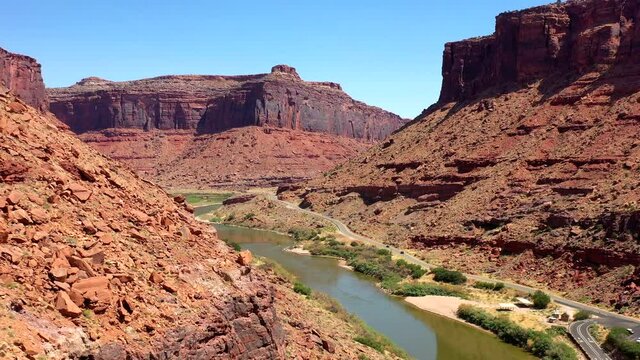 Aerial view over the Colorado River in Utah