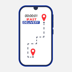 Super fast delivery. Vector Illustartion. In-App Delivery Tracking