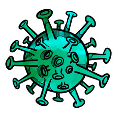 Fototapeta premium Hand drawn coronavirus covid19 watercolor vector illustration