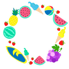 Summer decoration with fruit. Vector art illustration