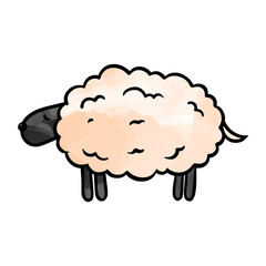 Hand drawn sleeping sheep watercolor vector illustration