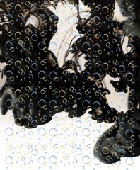 Colorful smoke waves and bubbles abstract design pattern