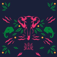 Abstract elephants faces artwork