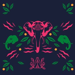 Abstract elephants faces artwork