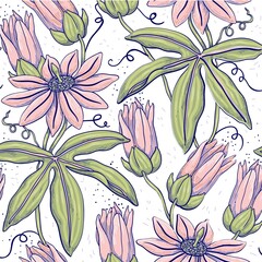 Pink flowers abstract design pattern artwork