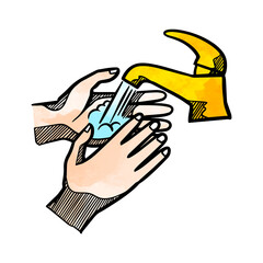Hand wash drawing watercolor vector illustration