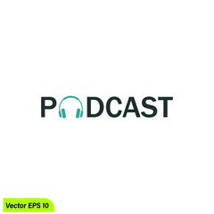 headphone icon podcast symbol logo template 