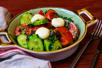 Greek salad with vegetables and cheese