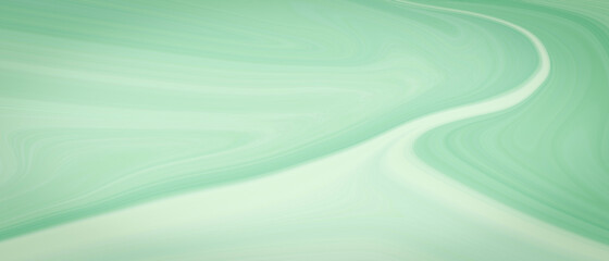 Abstract green watercolor painting with white broadening curve