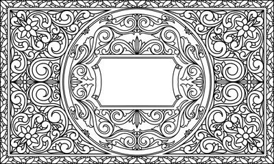 Black and white vintage ornate decorative card