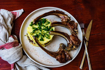 Smoked pork ribs with sauces
