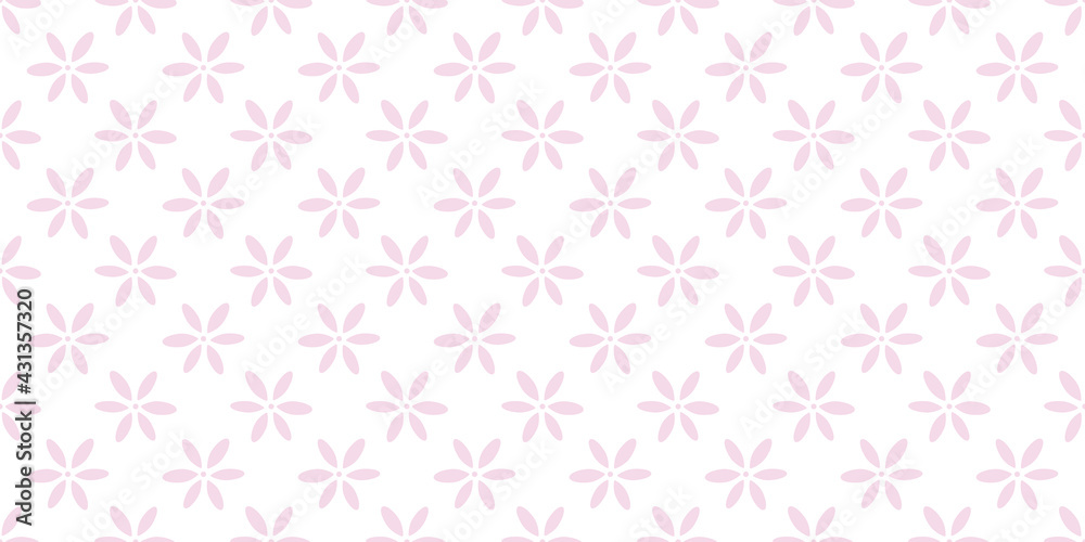 Poster Pastel pink flowers seamless repeat pattern vector background
