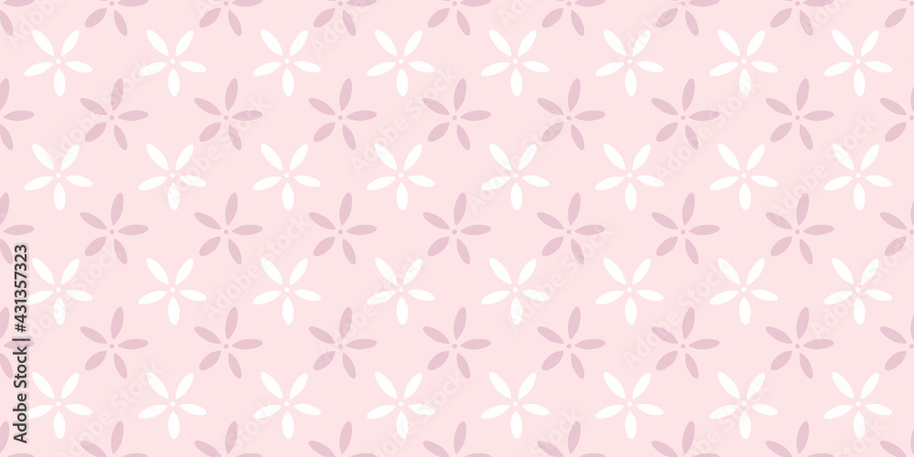 Poster Pastel pink flowers seamless repeat pattern vector background