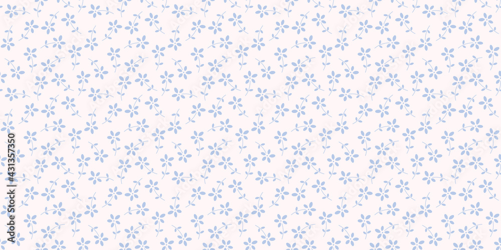Poster tiny blue flowers seamless repeat pattern vector background