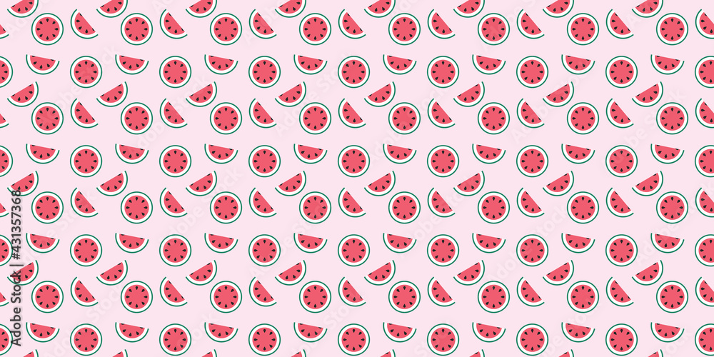 Poster Watermelon seamless repeat pattern vector background