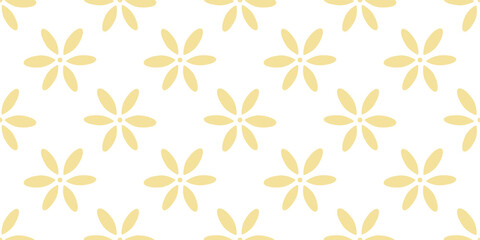 Yellow flowers seamless repeat pattern vector background