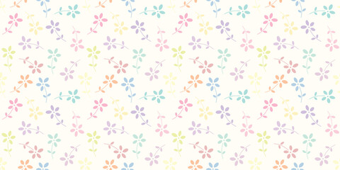 Colorful tiny flowers seamless repeat pattern vector background