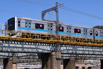 神奈川県松田 酒匂川 小田急線通過