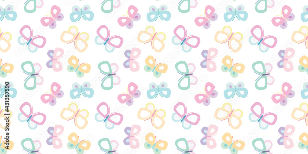 Poster cute cartoon butterflies seamless repeat pattern vector background