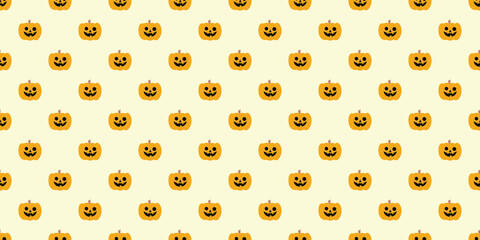 Cute pumpkins, halloween seamless repeat pattern vector background