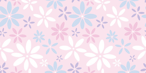 Pastel floral seamless repeat pattern vector background