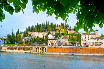 The ancient and medieval landmarks of San Pietro Hill, Verona, Italy