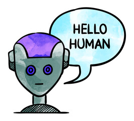 Artificial intelligence concept icon  drawing watercolor vector illustration