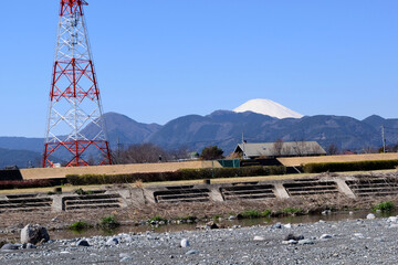 神奈川県松田 酒匂川河川敷 富士山方面