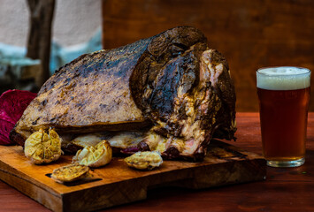 Roasted pork meat with vegetables