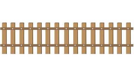 Wooden fence on white background, vector icon Illustration isolated on a white background