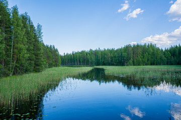 Obraz premium View of The Raiku (Pistala) canal in summer, Kerimaki, Savonlinna, Finland