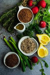 Cooking concept with organic and healthy ingredients