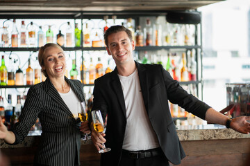 person in a bar, people meeting after working