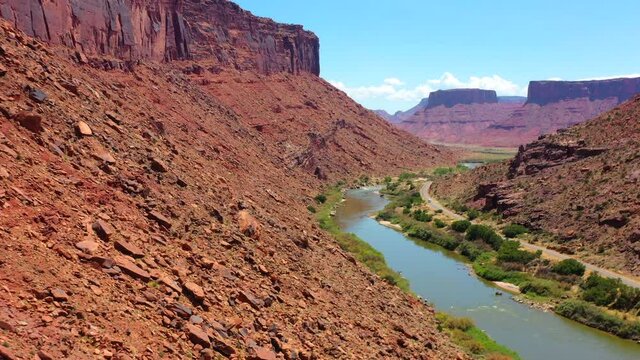 Aerial view over the Colorado River in Utah