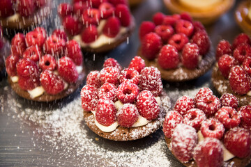 Sweet raspberry cookies muffins with cream