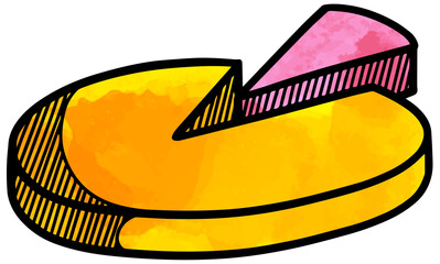 Pie chart icon  style business symbol watercolor vector illustration