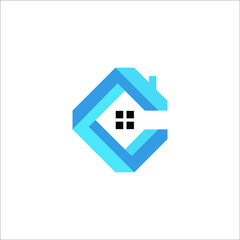 letter C home logo design vector