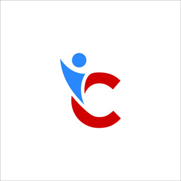 letter C human logo design vector
