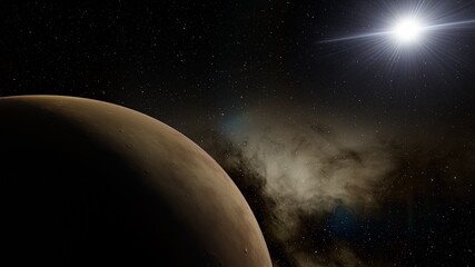 Planet and stars, beauty of deep space