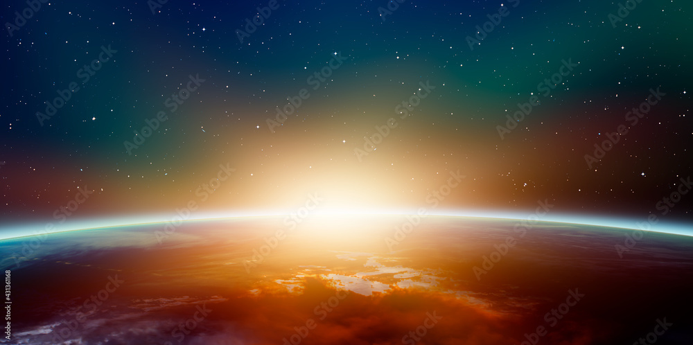 Canvas Prints planet earth with a spectacular sunset 