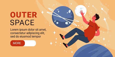 Outer Space Horizontal Banner © Macrovector