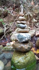 Fototapeta na wymiar zen stones in the forest