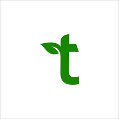 letter T leaf logo design vector
