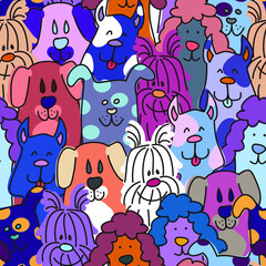 seamless pattern with cartoon dogs - 431364943